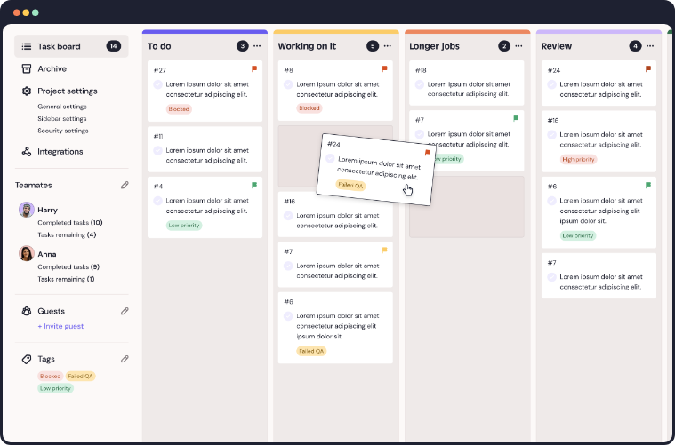 Quality Assurance Testing Kanban