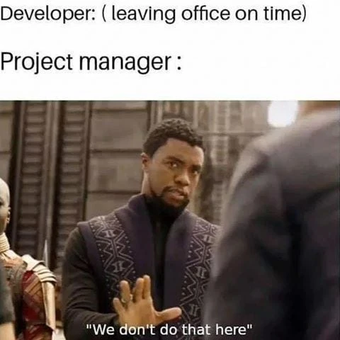 Developer leave on time meme